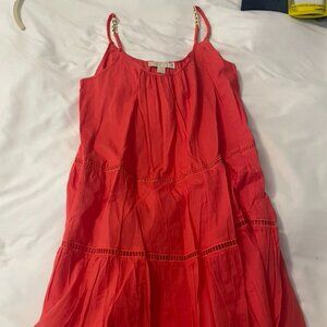 Michael Kors Orange Cotton Sundress with Gold Chain Straps